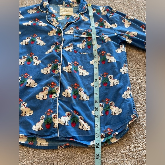 Printfresh Blue Long Pajama Set Dog Pattern, Anthropologie, Organic Cotton, XXS - Picture 9 of 16